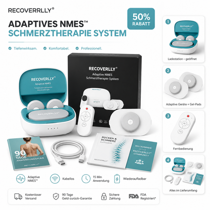 RECOVERRLLLY® Adaptive NMES Schmerztherapie-System für Rücken, Nacken & Schultern